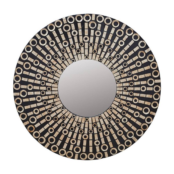 Miroir rond en résine noir et or KEY